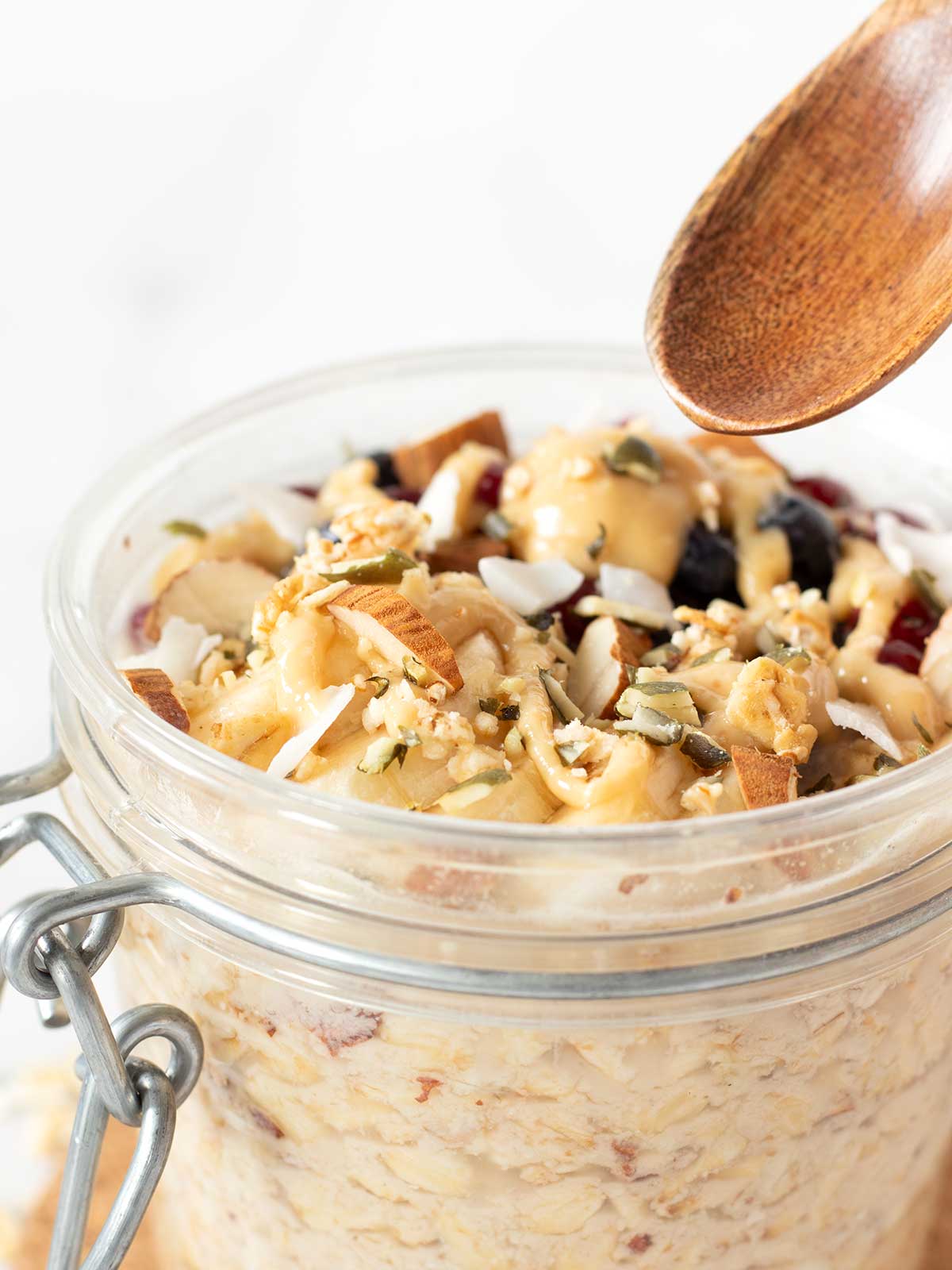 Peanut butter overnight oats without chia seeds and yogurt.