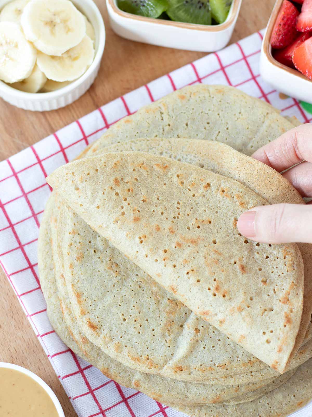 Homemade high-protein quinoa tortillas.