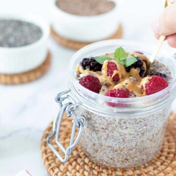 Chia and flaxseed pudding breakfast recipe overnight.