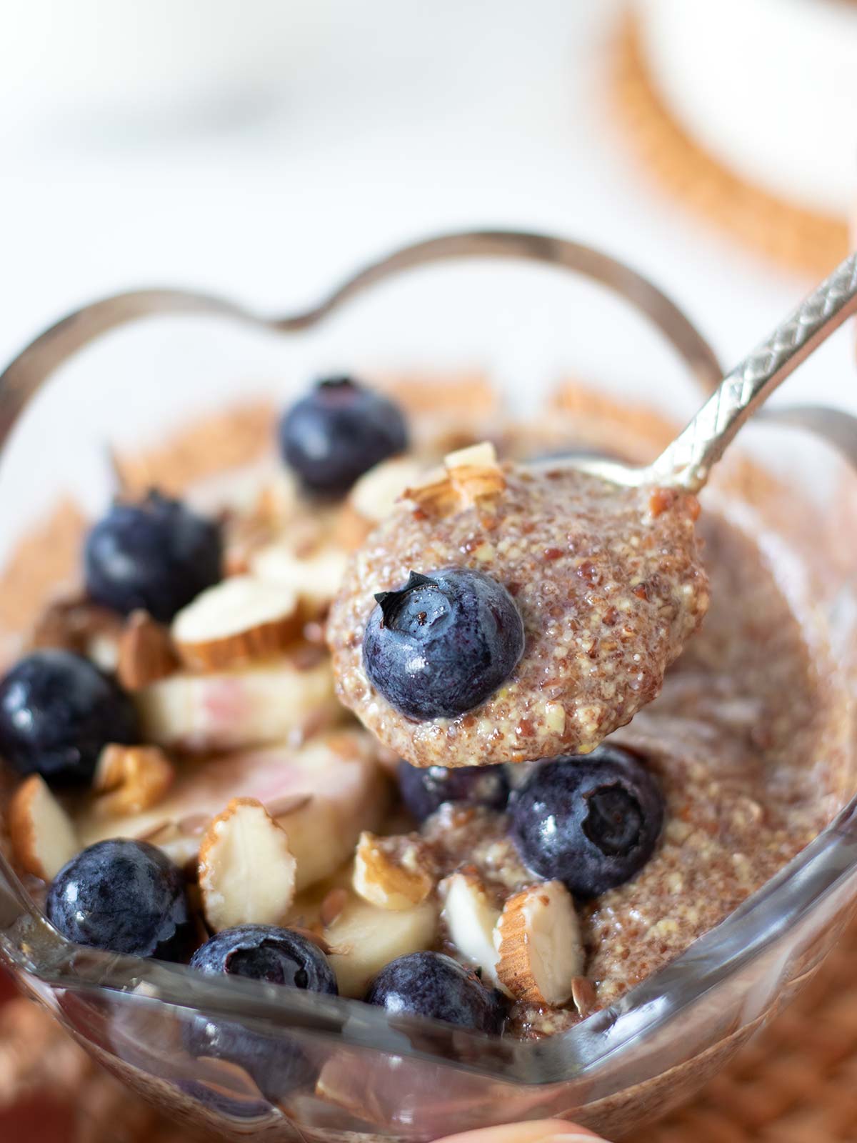 Healthy flax seed pudding for constipation.