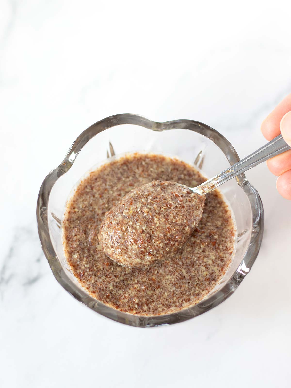 Healthy flax seed pudding for breakfast or dessert.