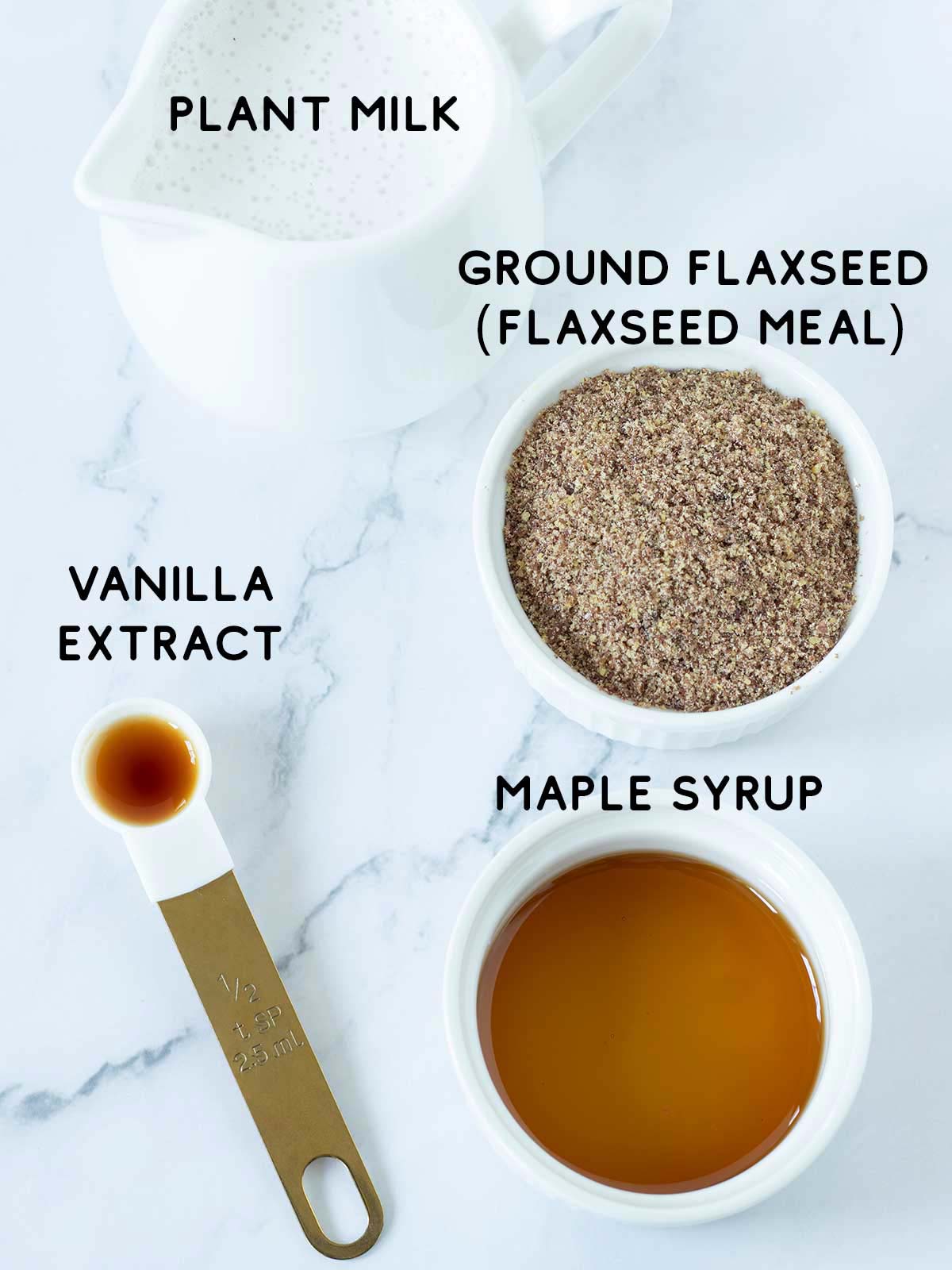 Flaxseed pudding recipe ingredients.
