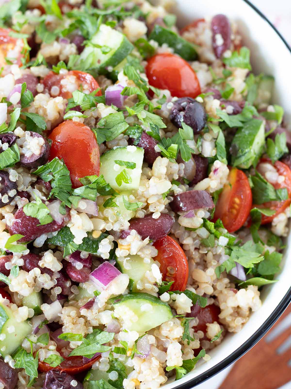 Healthy grain salad with quinoa and brown rice.