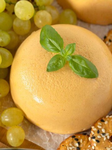 Vegan cheddar cheese (oil-free). Homemade dairy-free substitute.