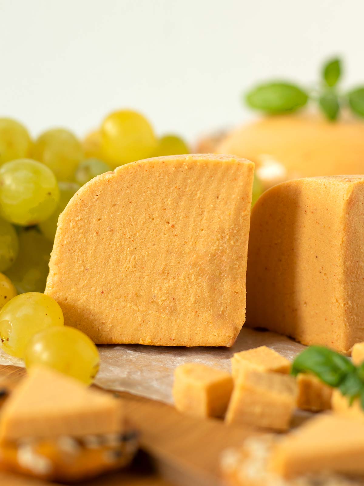 Vegan cheddar cheese slice.