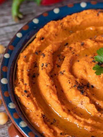 Roasted red pepper hummus.