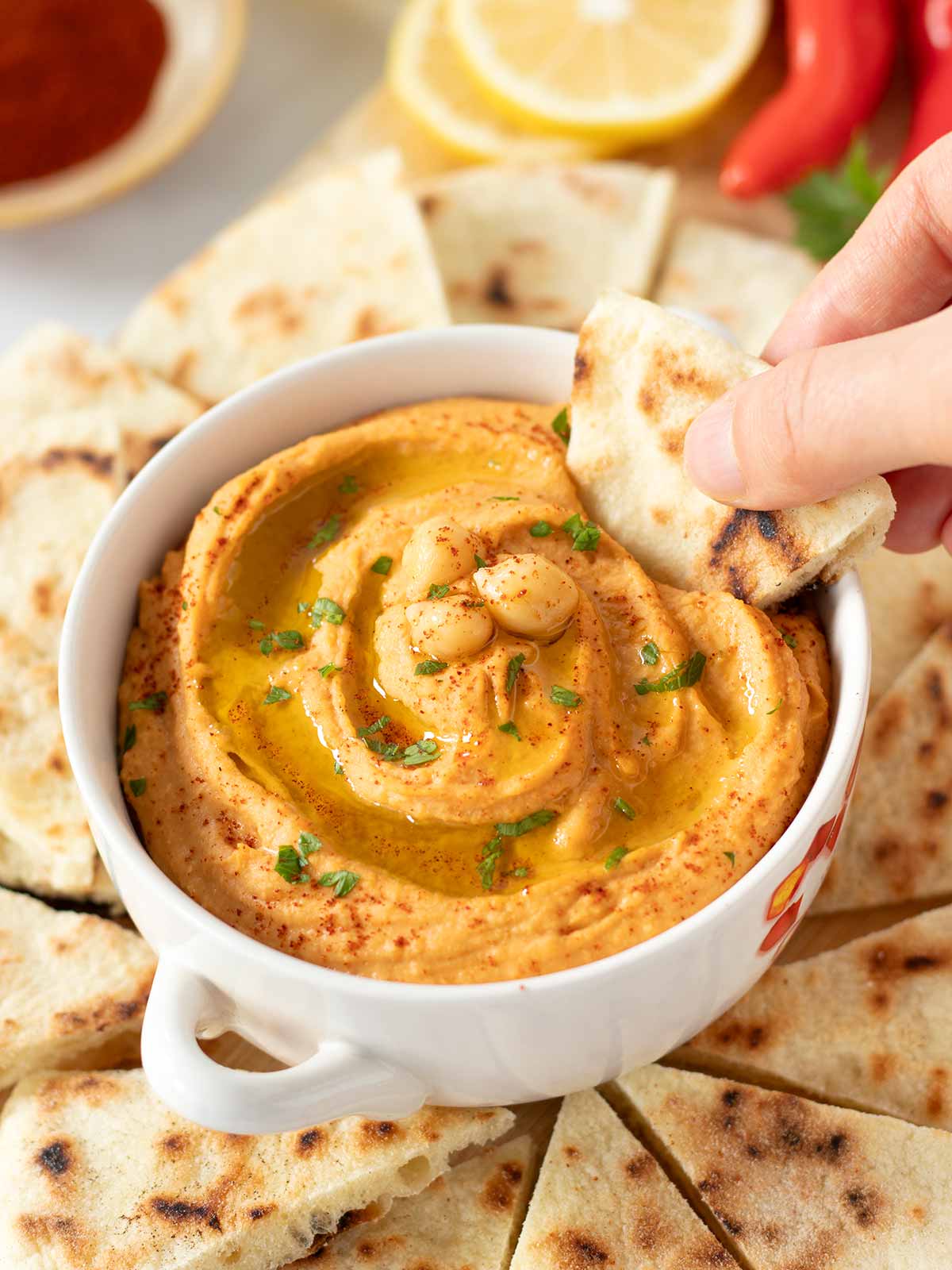 Smoked paprika hummus (vegan and gluten-free).