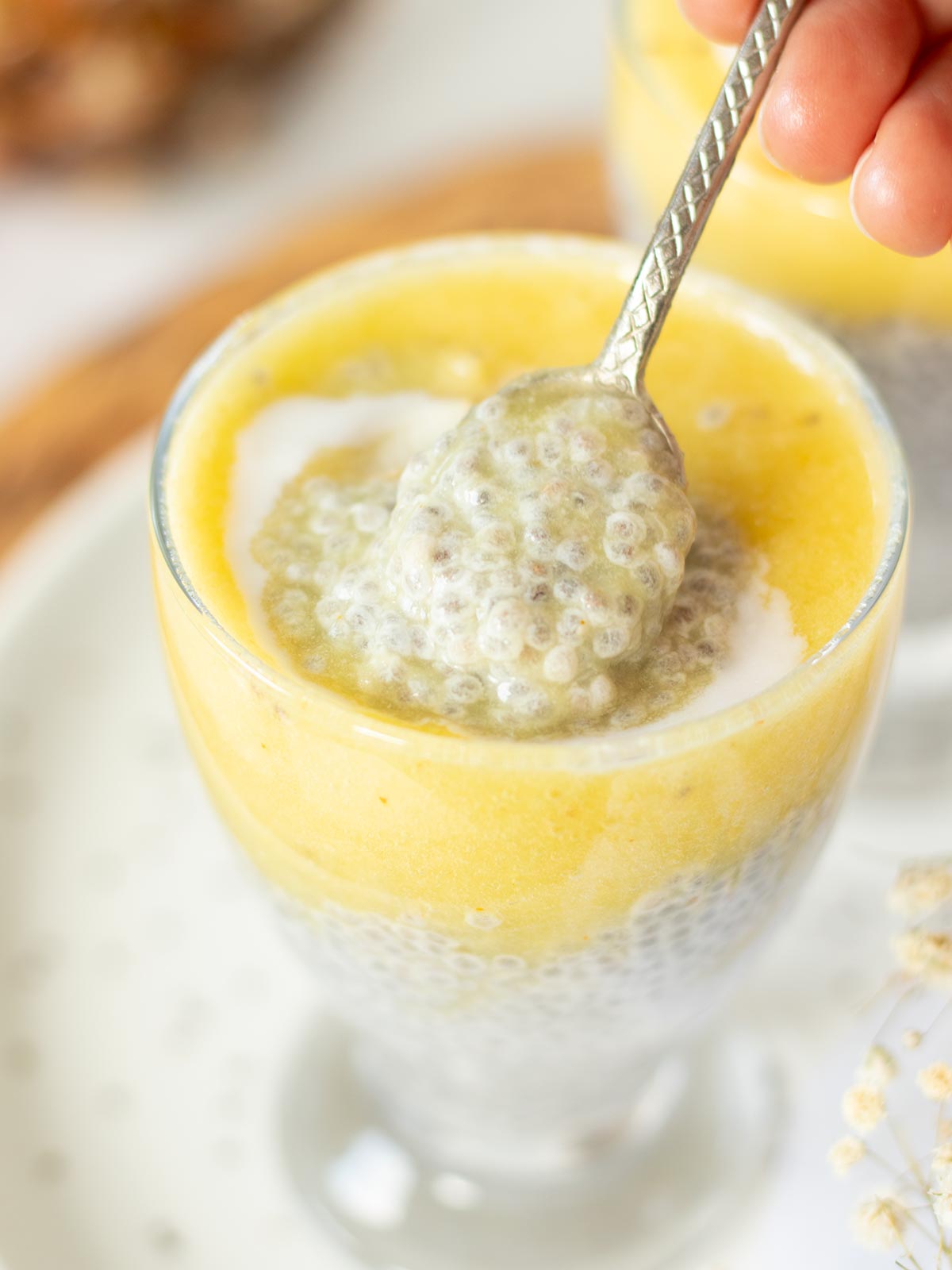Pineapple chia pudding with coconut milk.