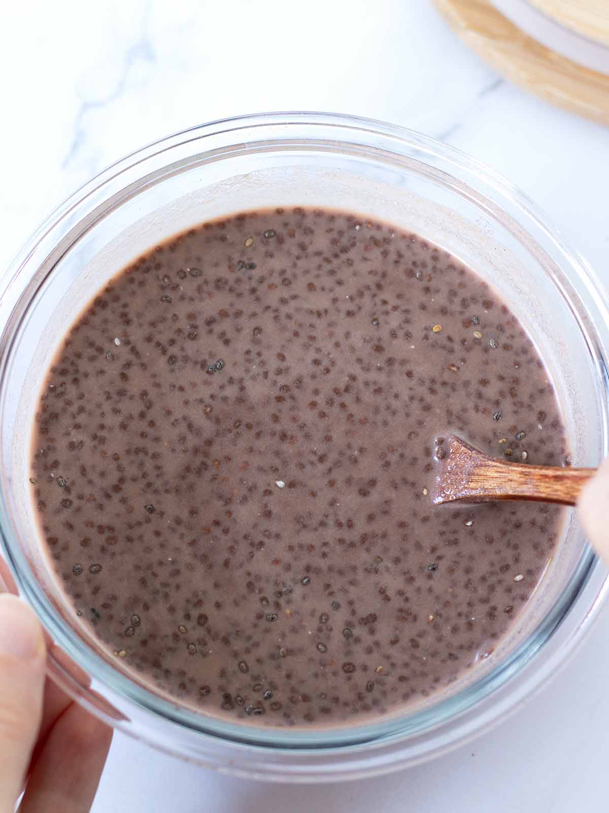 High protein chocolate chia pudding meal prep.