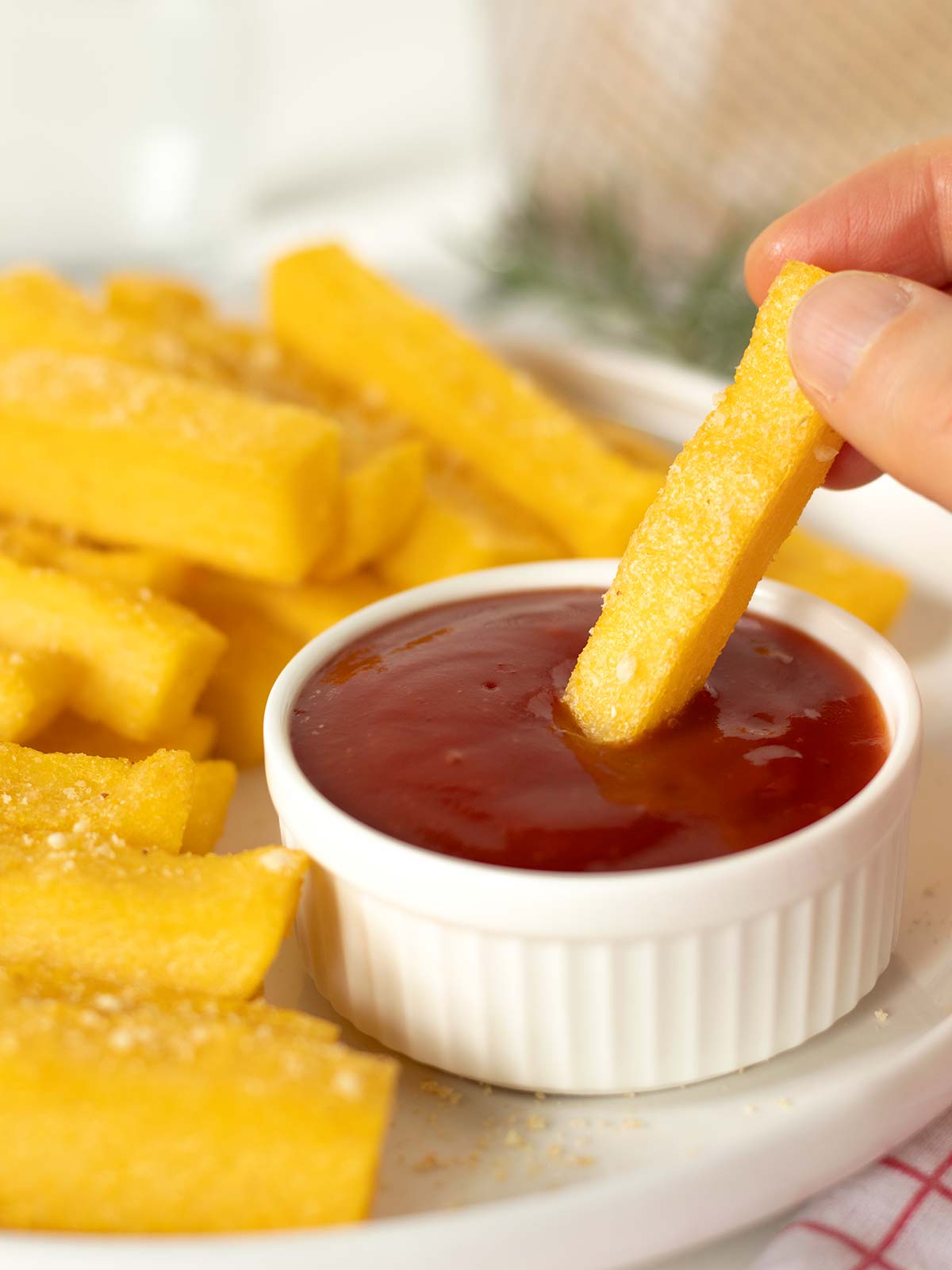 Baked polenta frita sticks  for appetizer.