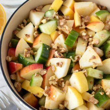 Crunchy apple cucumber salad with walnuts.