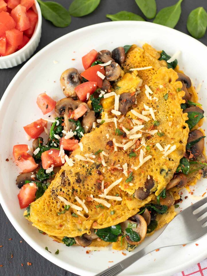 Vegan chickpea flour omelette (no tofu).