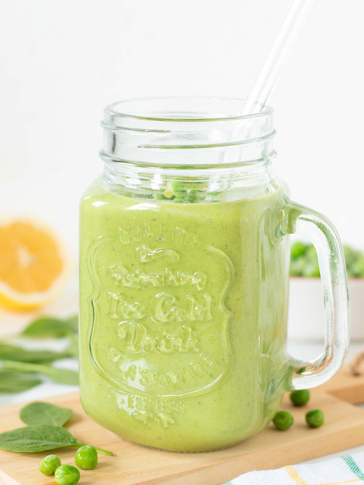 High protein green pea shake for breakfast.