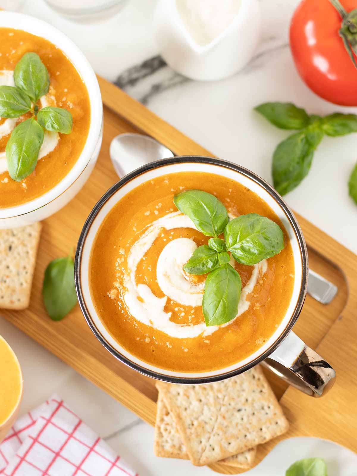 Vegan tomato butternut squash soup.
