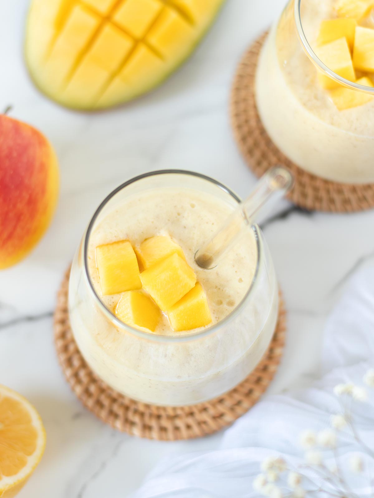 Vegan mango and apple smoothie.