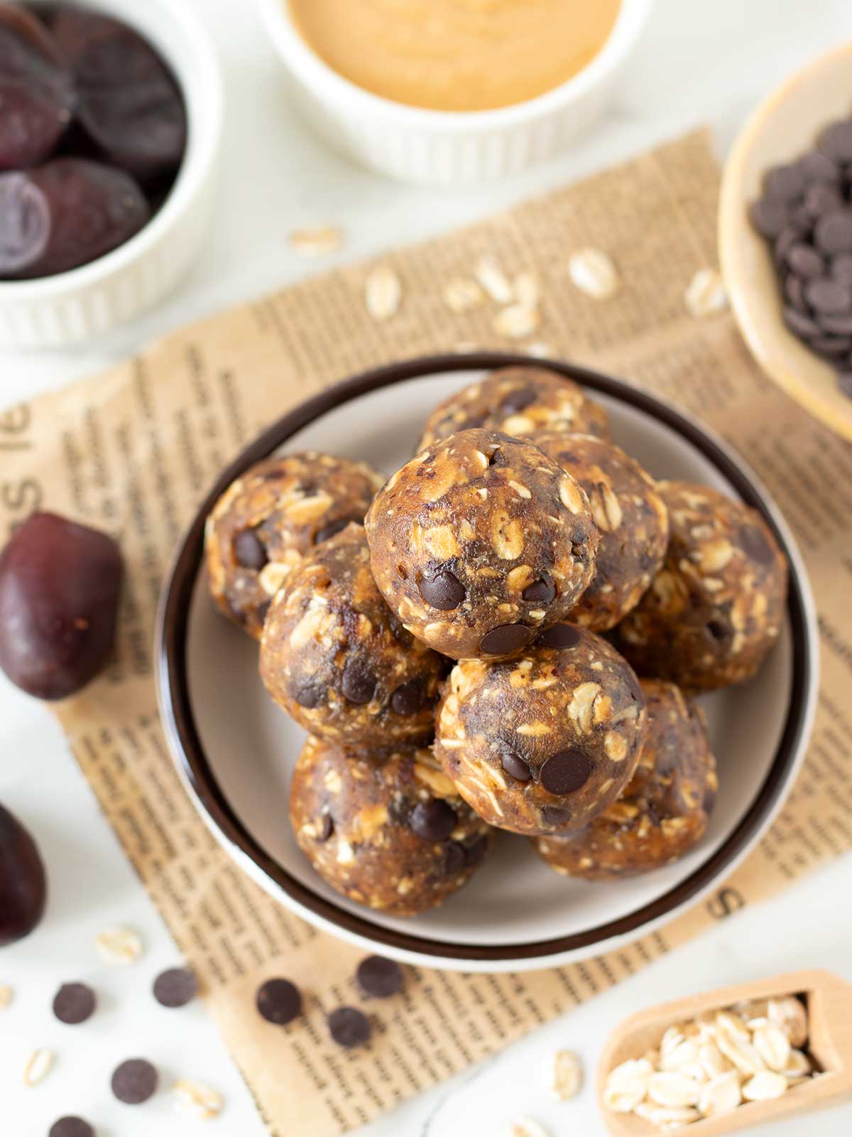 No-bake oatmeal peanut butter balls.