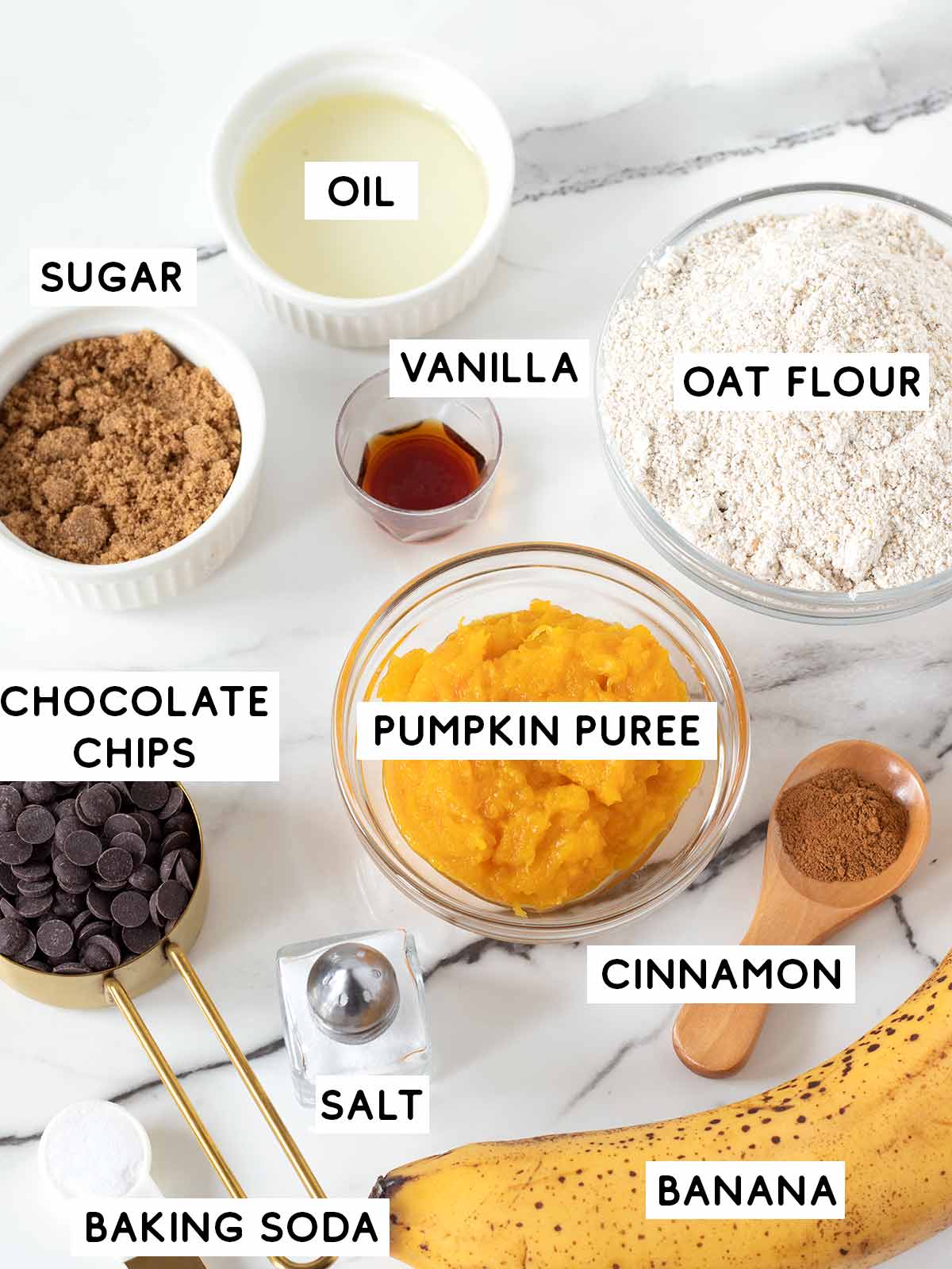 Banana pumpkin cookies ingredients.
