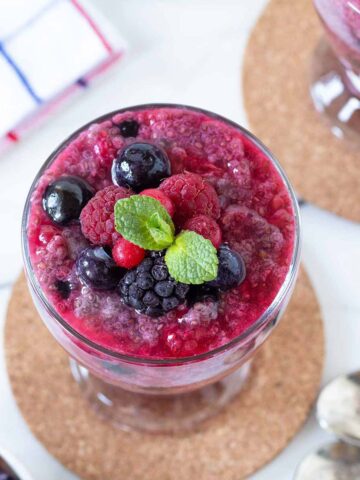Berry chia seed pudding.