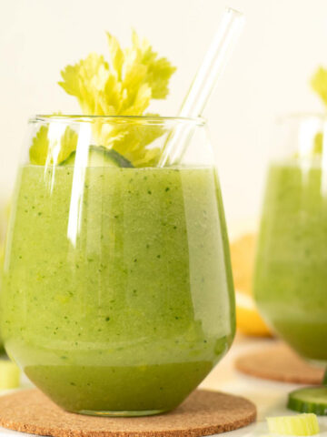Green celery cucumber apple smoothie without banana.