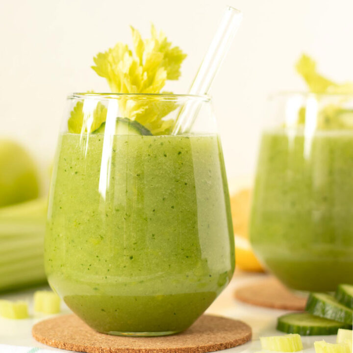 Green celery cucumber apple smoothie without banana.