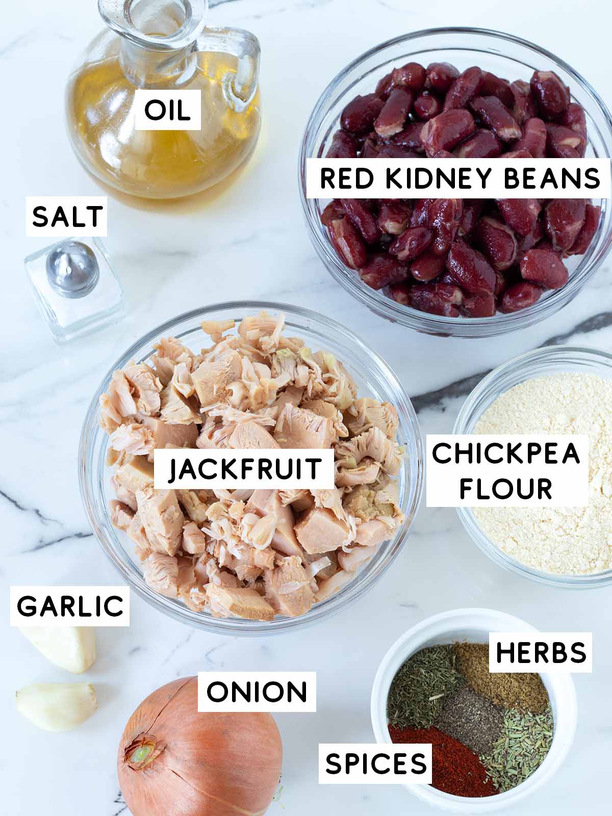 Ingredients for homemade jackfruit patties.