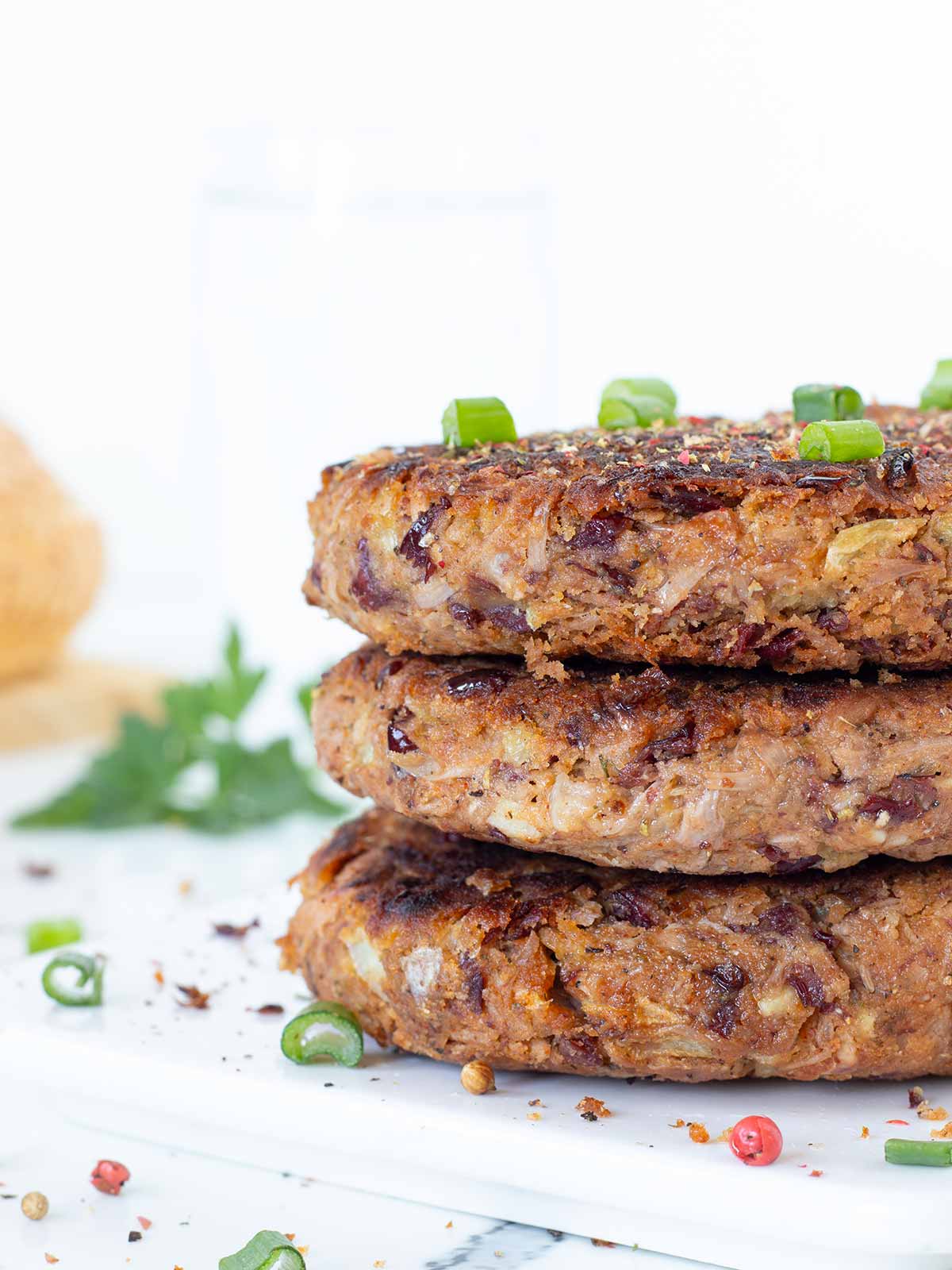 Jackfruit burger patties (vegan and gluten free).