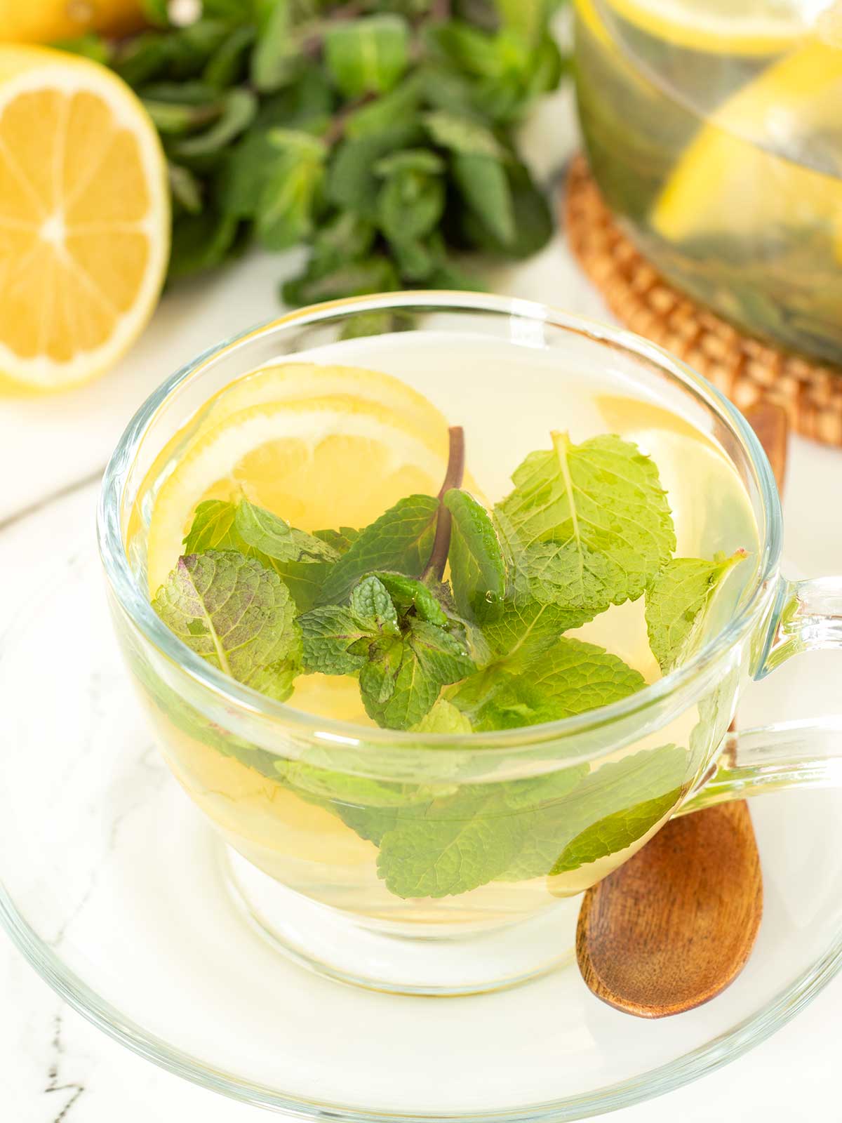 Homemade lemon mint tea.