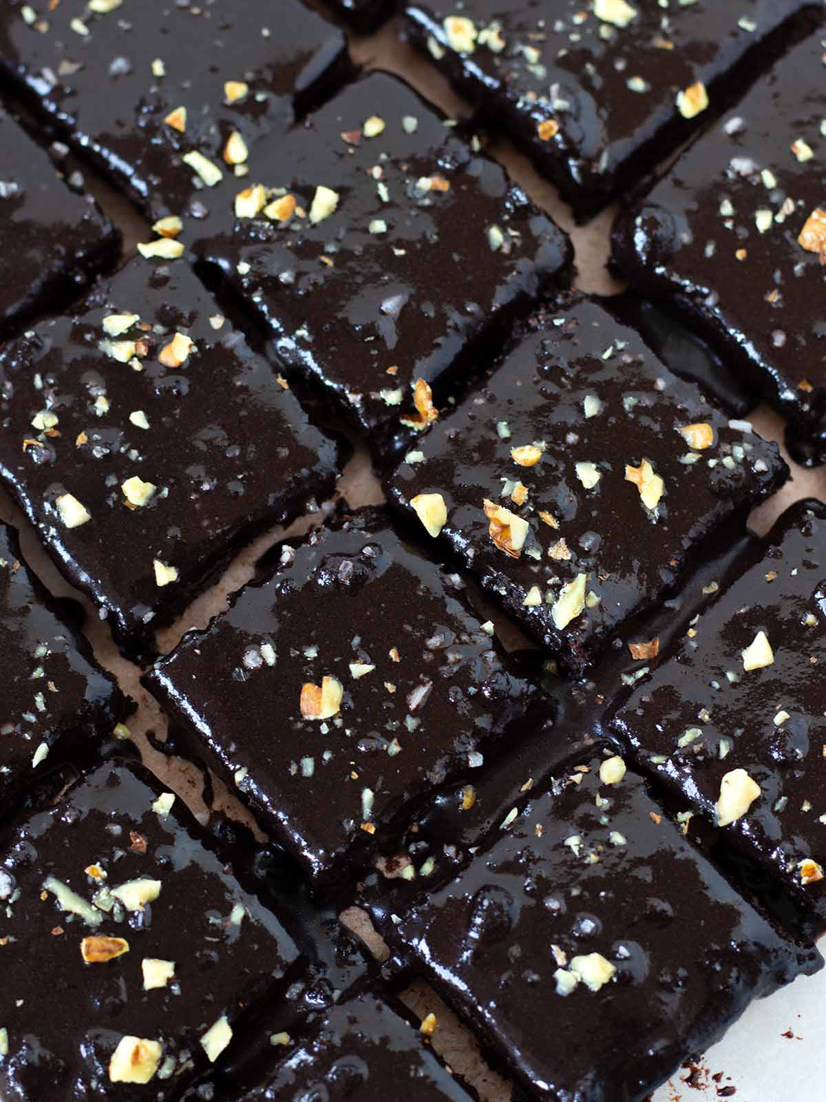 No-bake chocolate vegan date brownies with walnuts.