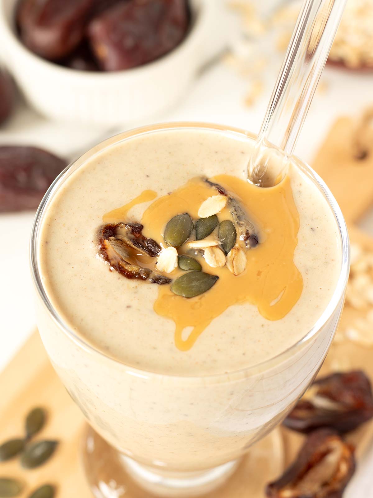 Peanut butter date protein shake without banana.