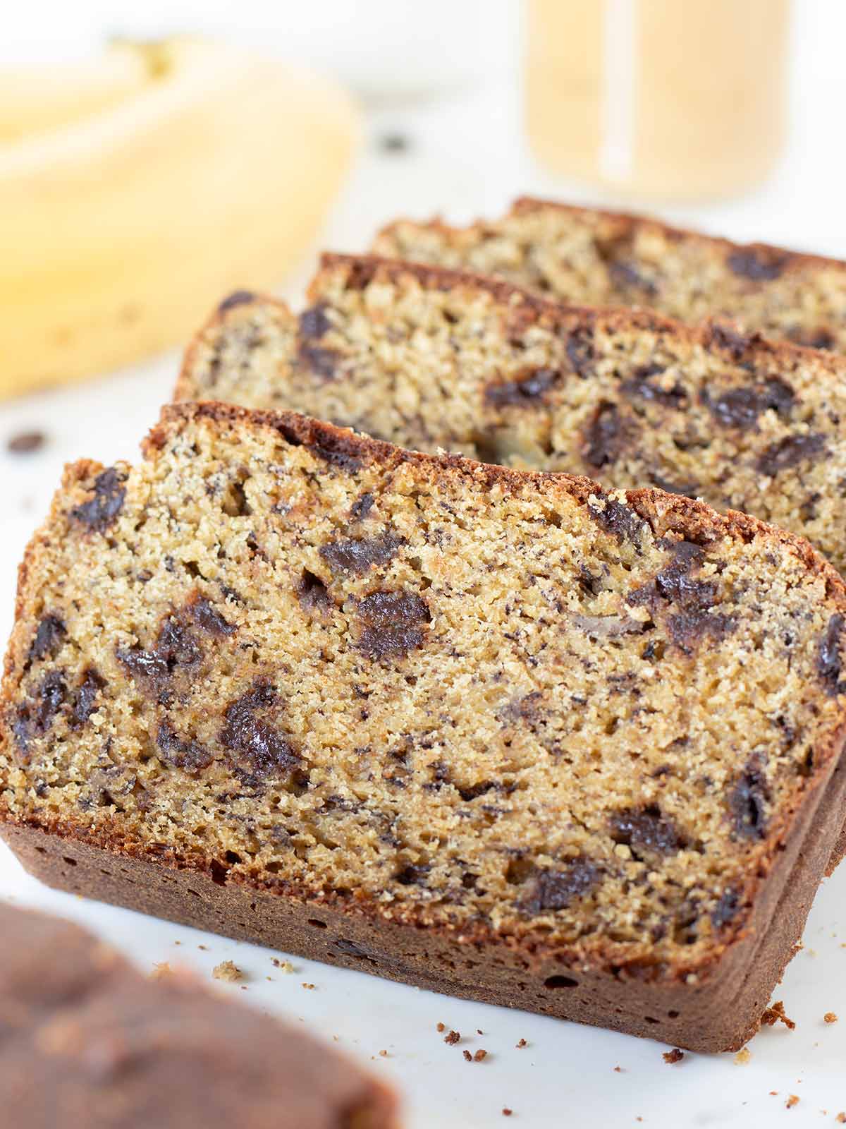 Banana chickpea flour bread without eggs.