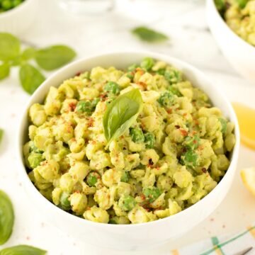 Vegan green pea pasta.
