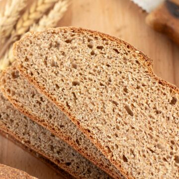 Homemade rustic whole wheat bread.