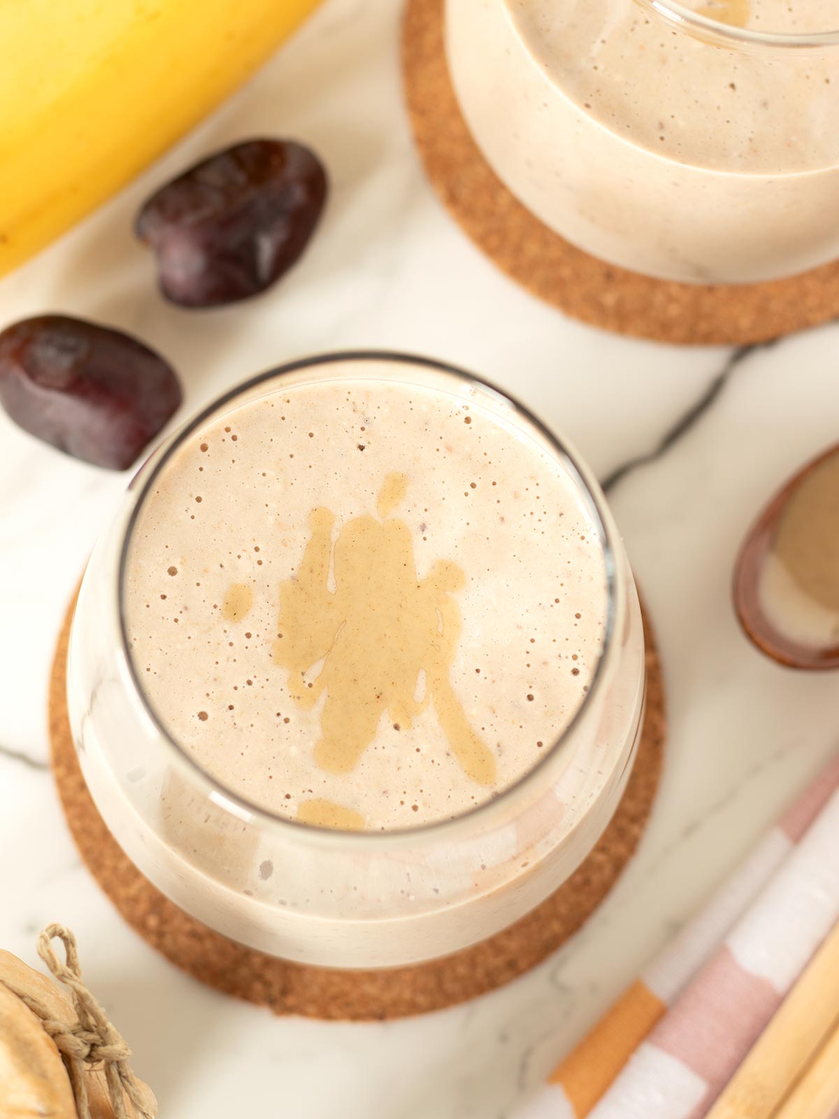 Tahini date smoothie (vegan and high protein shake).