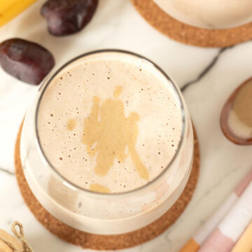 Tahini date smoothie (vegan and high protein shake).