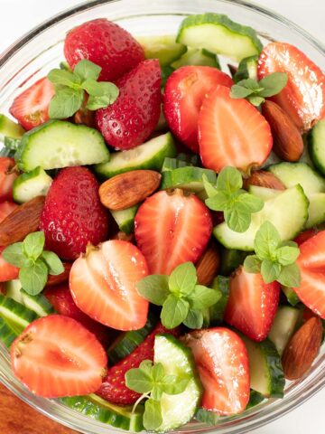 Vegan cucumber strawberry salad.