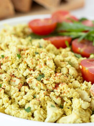 Tofu scramble for a high-protein vegan breakfast.
