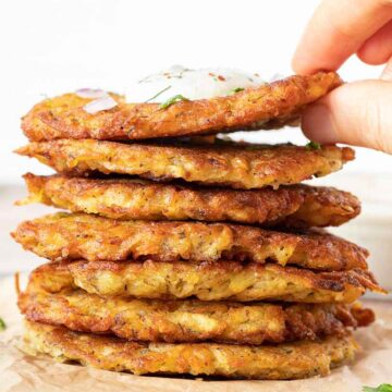 Grated potato fritters (vegan potato latkes).