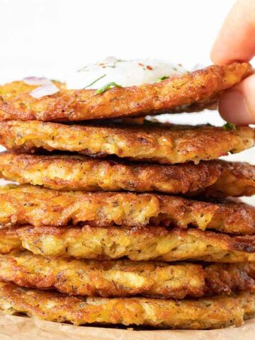 Grated potato fritters (vegan potato latkes).