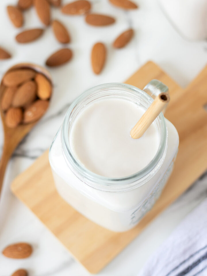 Homemade almond milk.