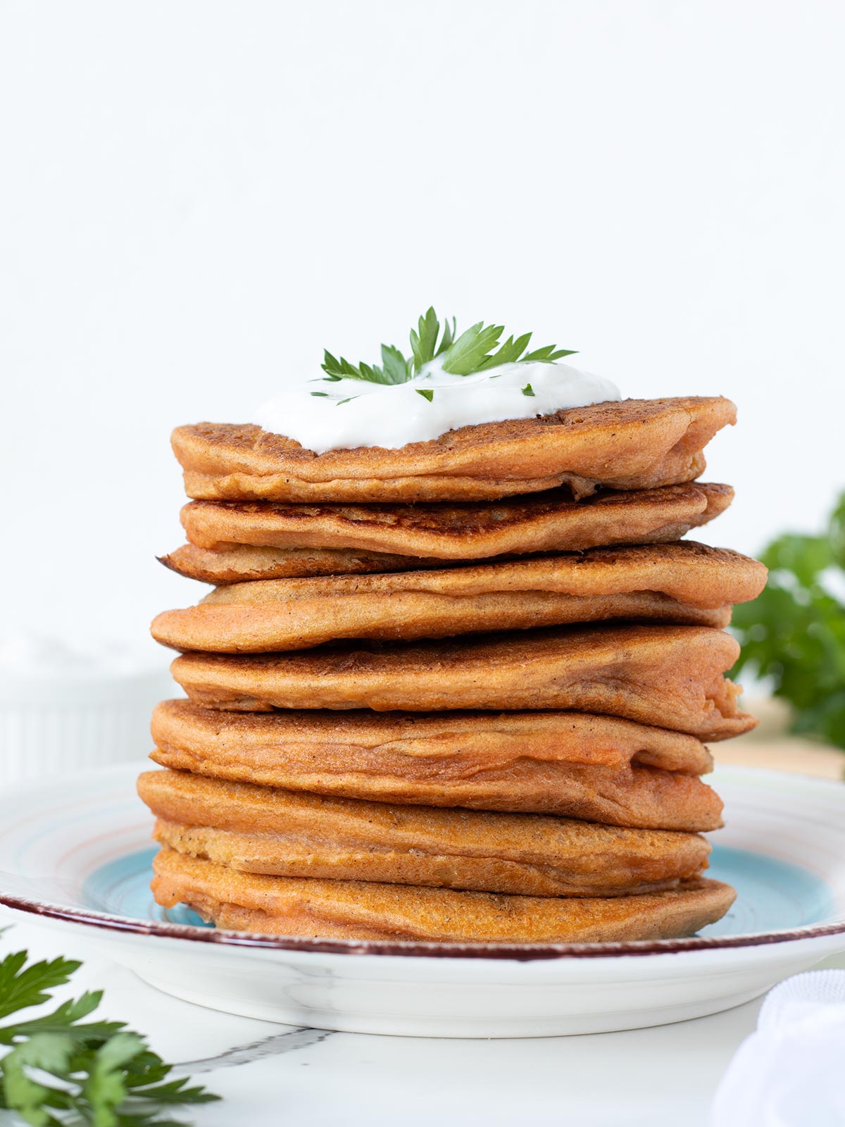 Vegan red lentil pancakes for breakfast.