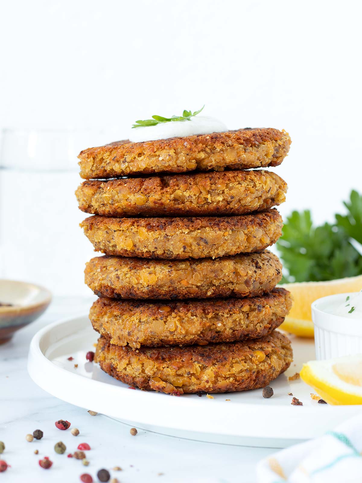 Red lentil patties (vegan fritters).
