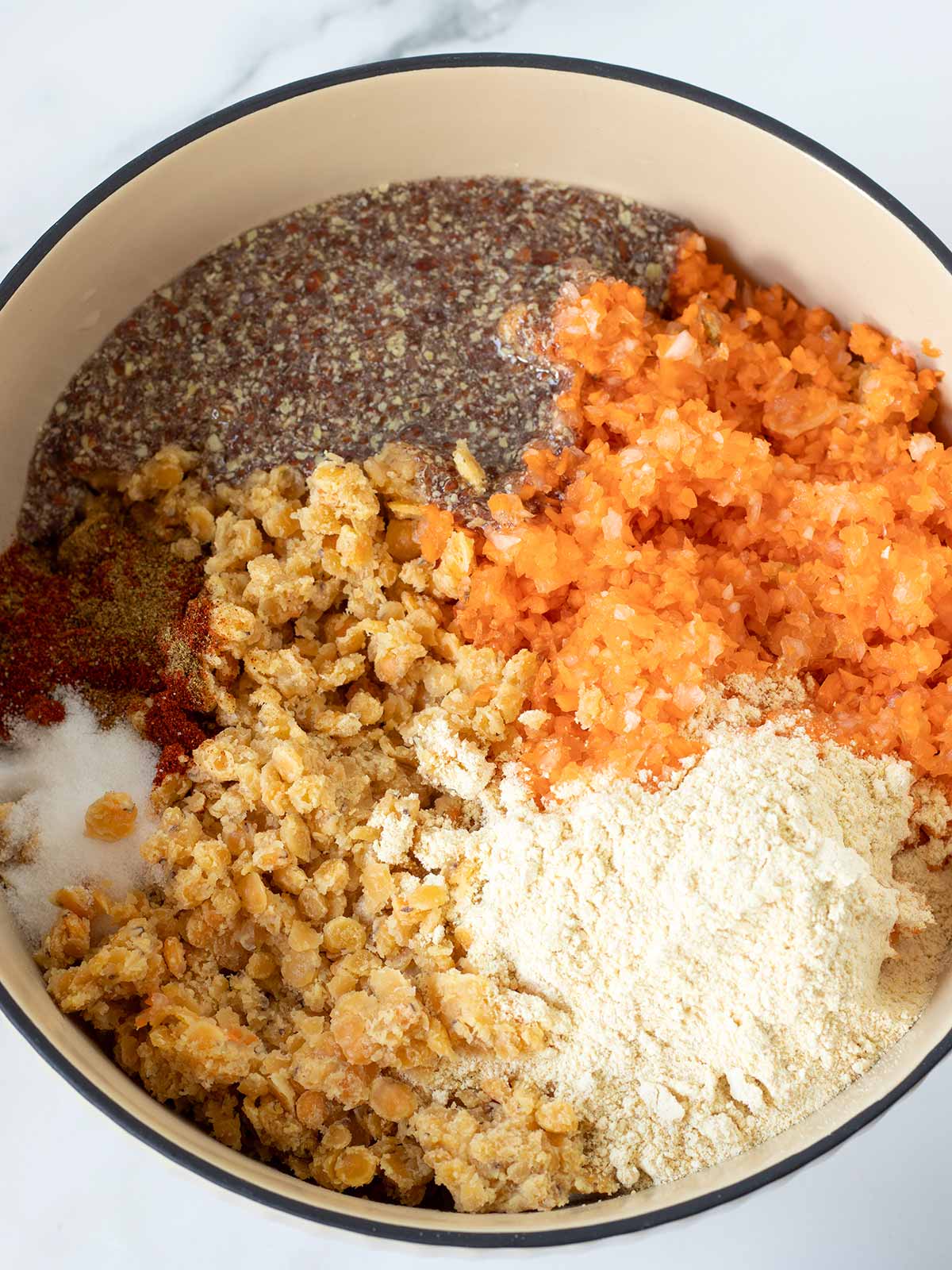 Red lentil patties mixture.