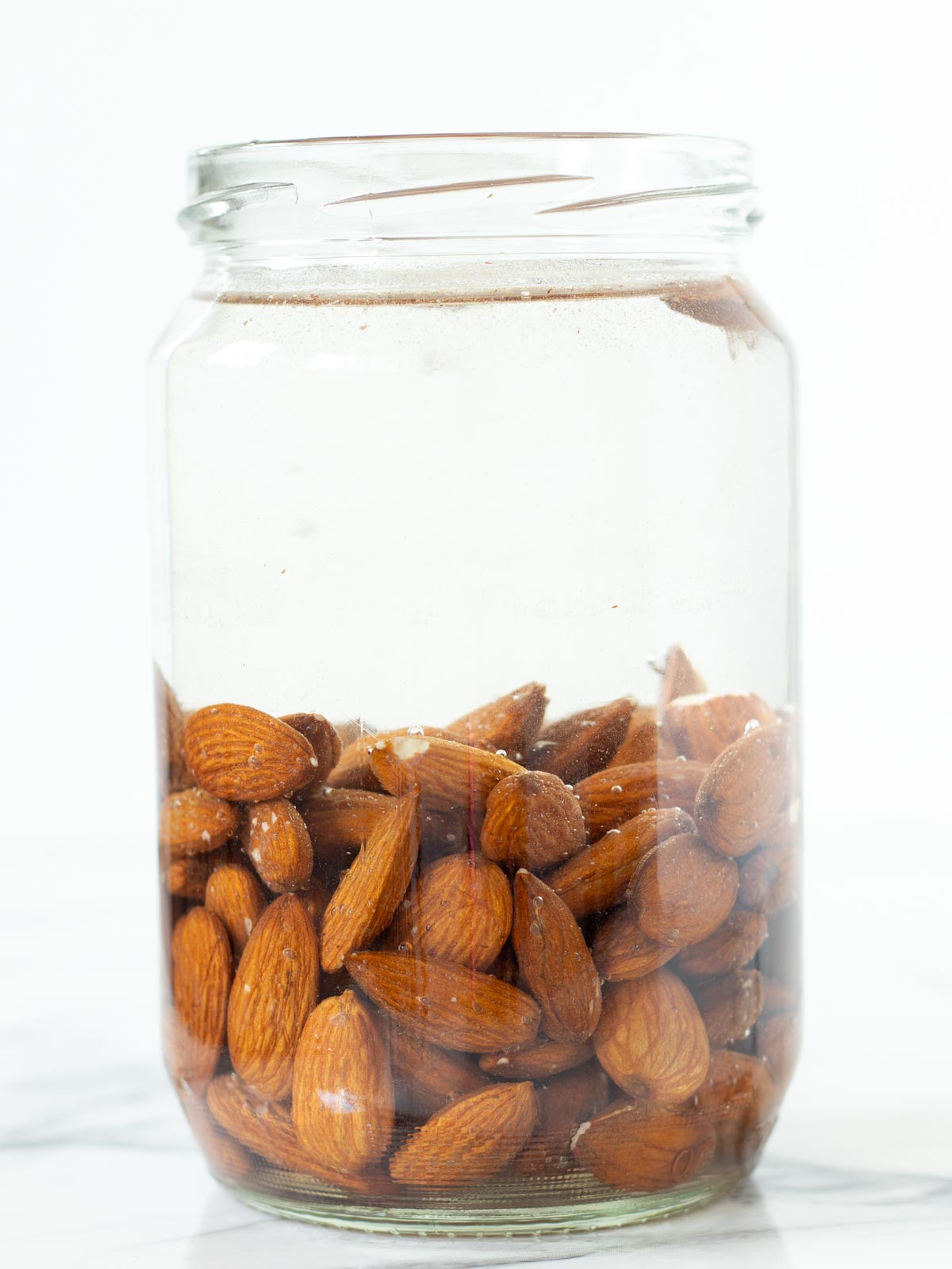 Soaking almonds for homemade nut milk.