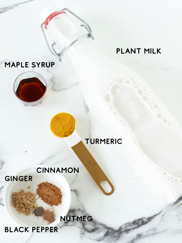 Turmeric golden milk latte ingredients.