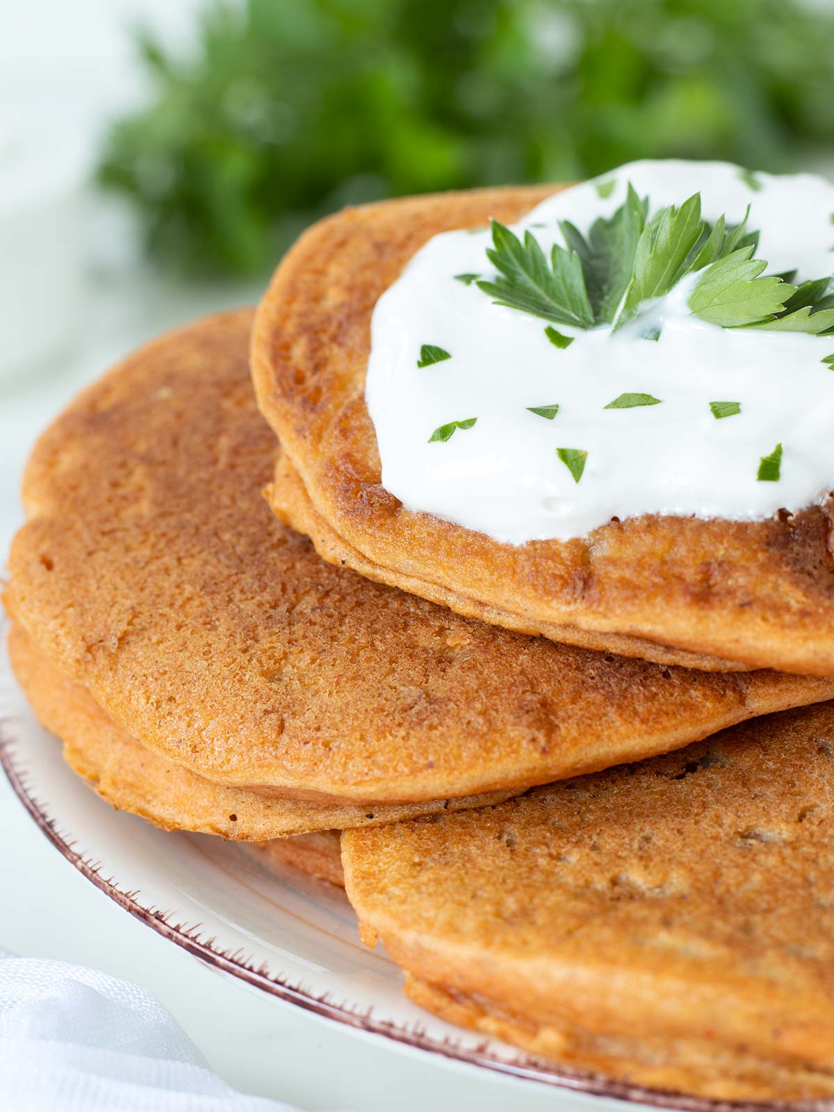 Gluten-free red lentil pancakes for savory vegan breakfast.