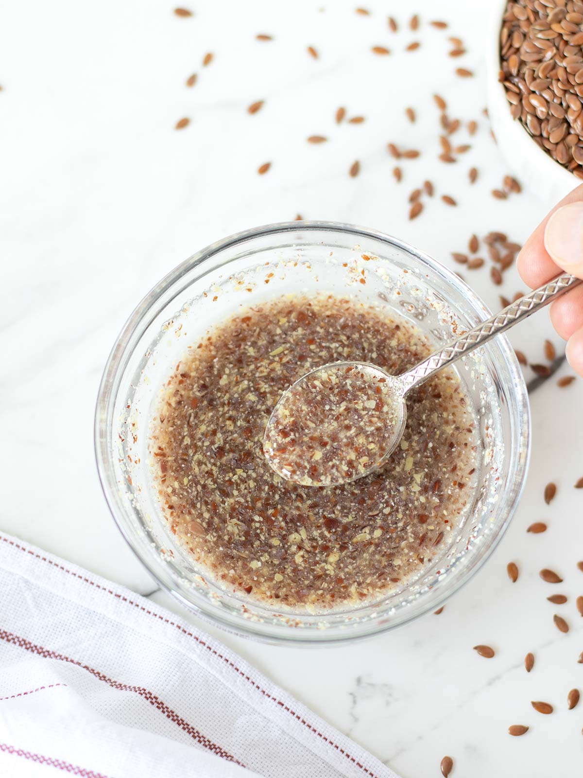 Flax egg (vegan egg substitute).
