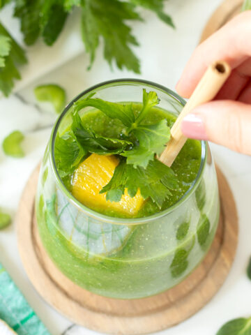 Spinach celery pineapple smoothie (no banana).