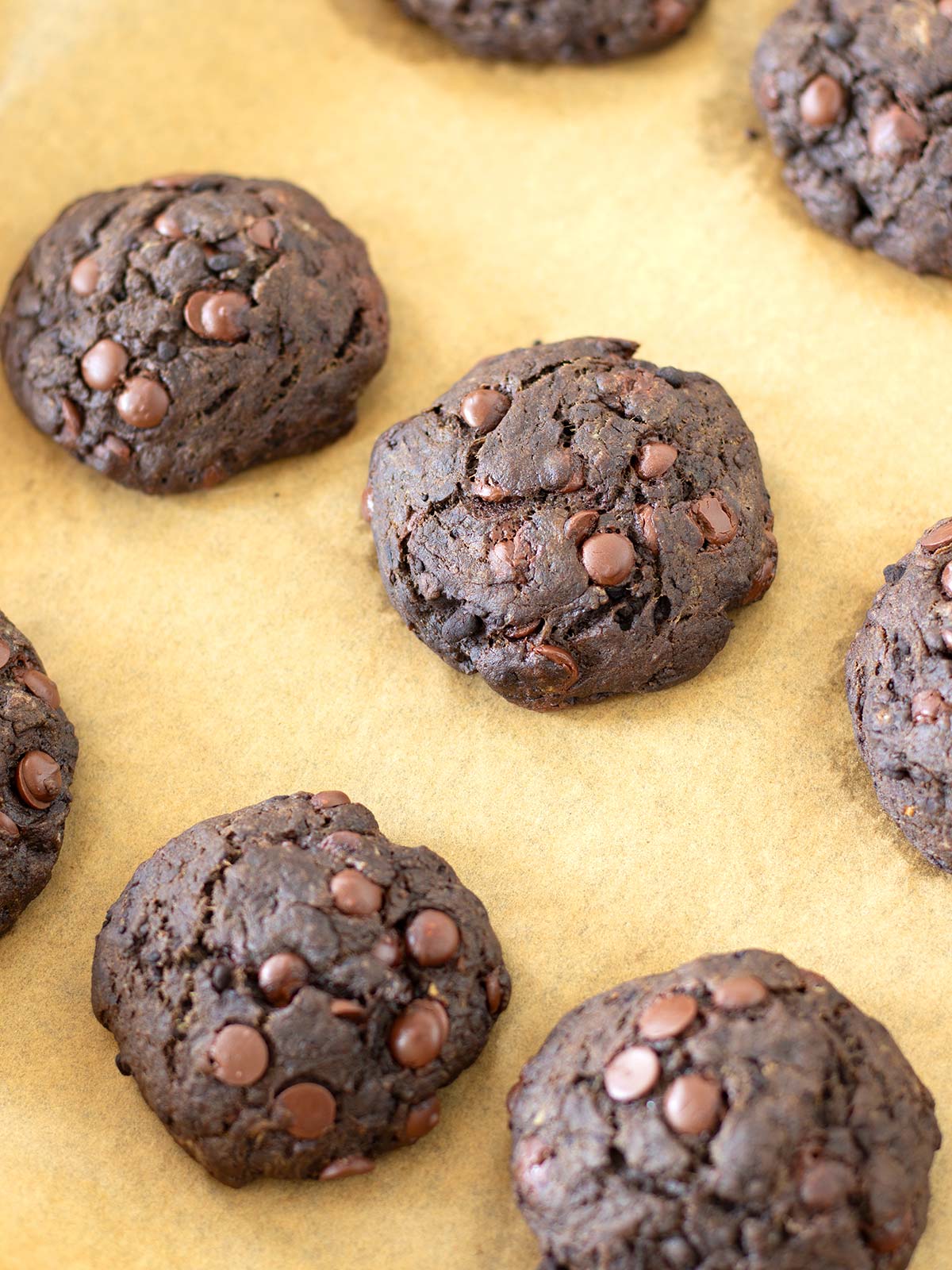 Baked carob chocolate chip cookies.