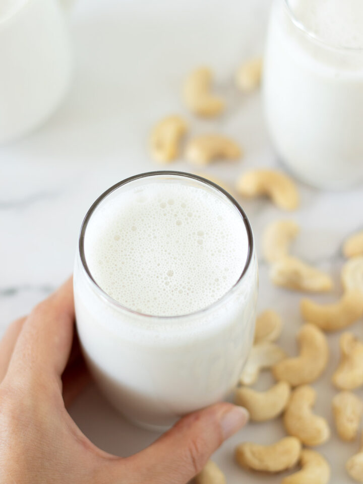 Homemade cashew nut milk (no straining).