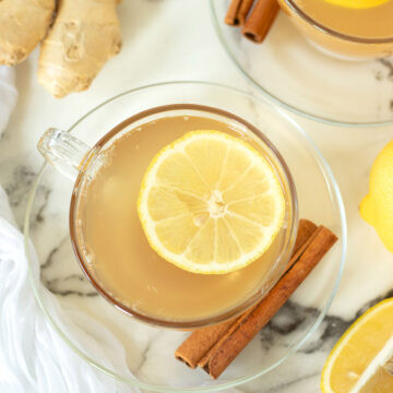 Fresh ginger lemon cinnamon tea.